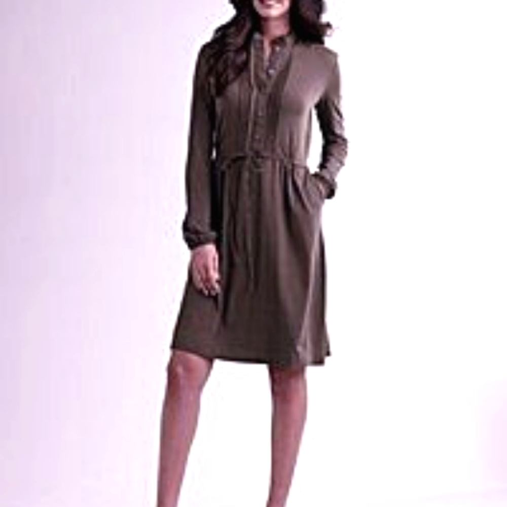 Shade Purple Pintuck Henley Jersey Shirt Dress S